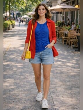 EUC Calvin Klein Elegant Blue Ruched Top Size Medium